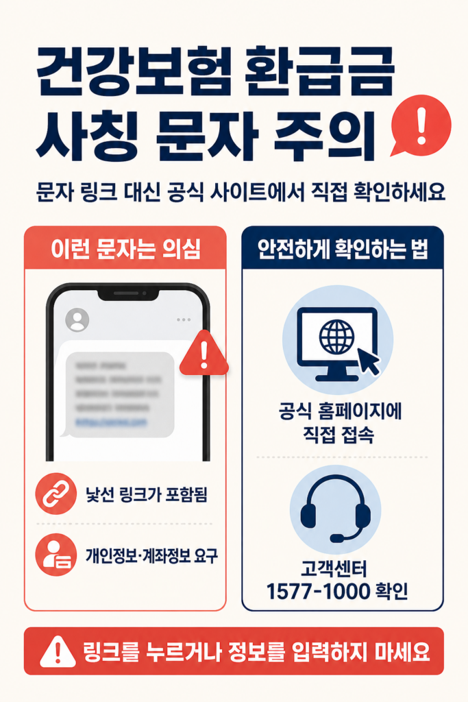 건강보험 환급금 사칭 문자와 안전한 확인 방법