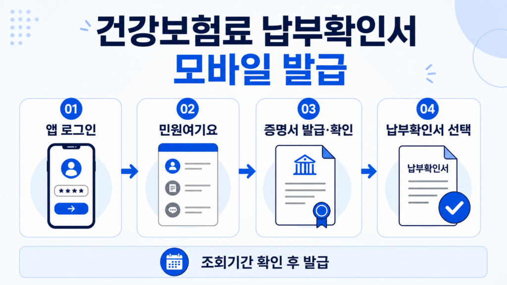 The건강보험 앱 건강보험료 납부확인서 모바일 발급 순서