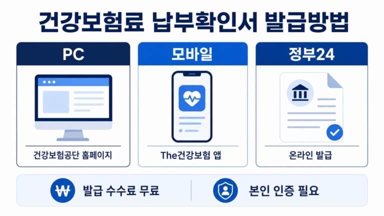 건강보험료 납부확인서 PC 모바일 정부24 발급 방법