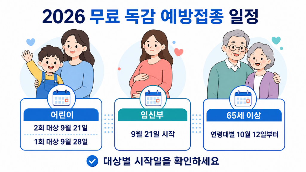 독감 2026 무료 예방접종 어린이 임신부 어르신 대상별 접종 일정