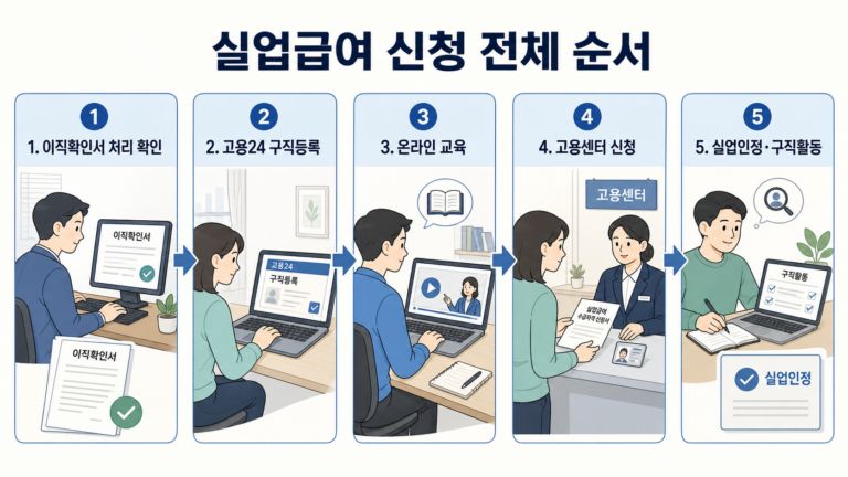 실업급여 신청 방법 이직확인서 구직등록 교육 고용센터 신청 절차