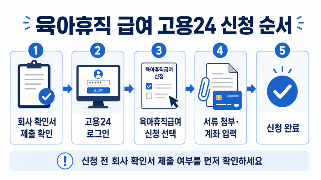 고용24 육아휴직 급여 확인서 제출부터 신청 완료까지 순서