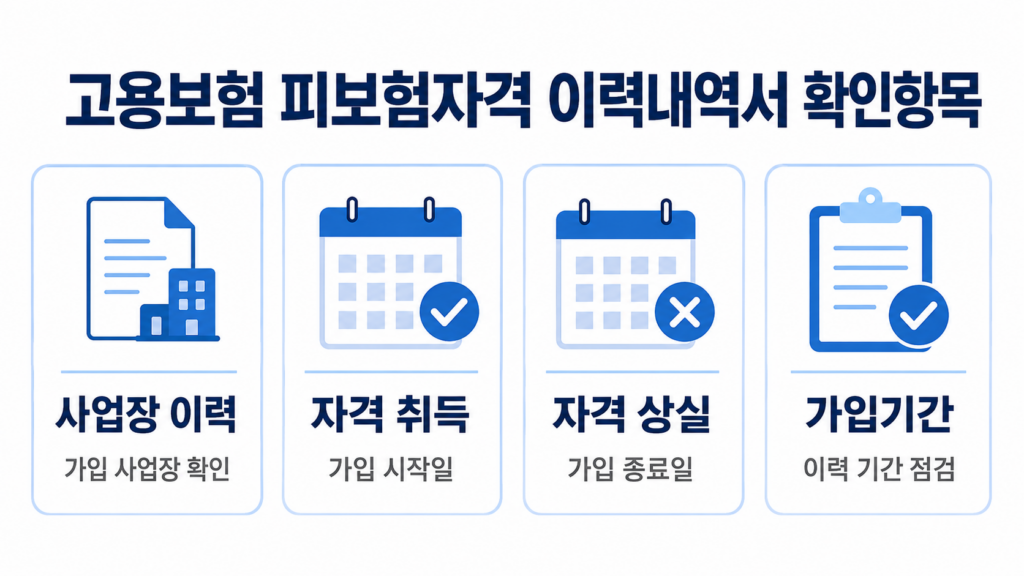 고용보험 피보험자격 이력내역서 사업장 가입기간 자격 취득 상실 확인