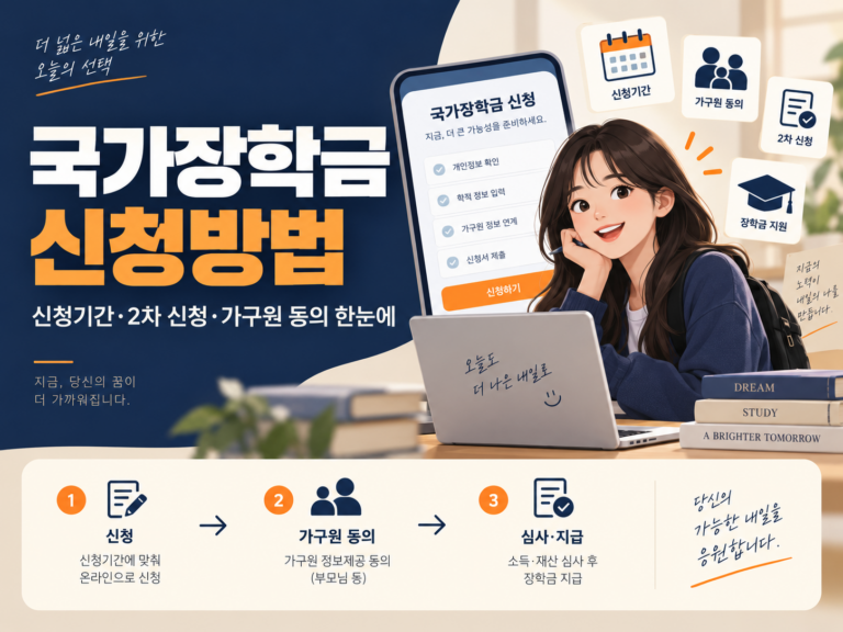 국가장학금 가구원 동의와 2차 신청 서류제출 절차를 정리한 대표 이미지