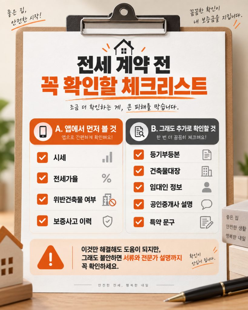 안심전세앱 사용방법 전세계약 전 안전 체크리스트