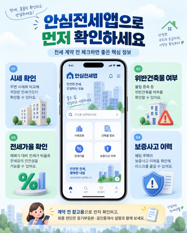 안심전세앱 전세계약 전 시세 전세가율 집주인 정보 확인 순서