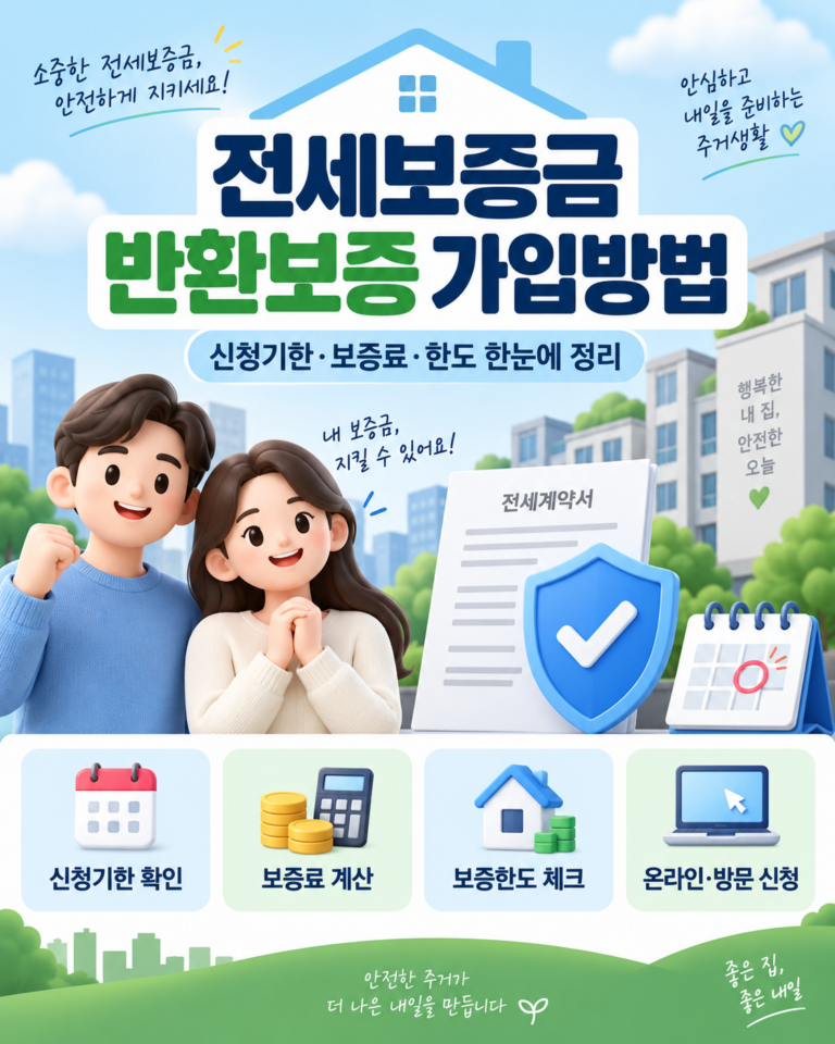 전세보증금 반환보증 가입방법과 신청기한 보증료 보증한도를 요약한 대표 이미지