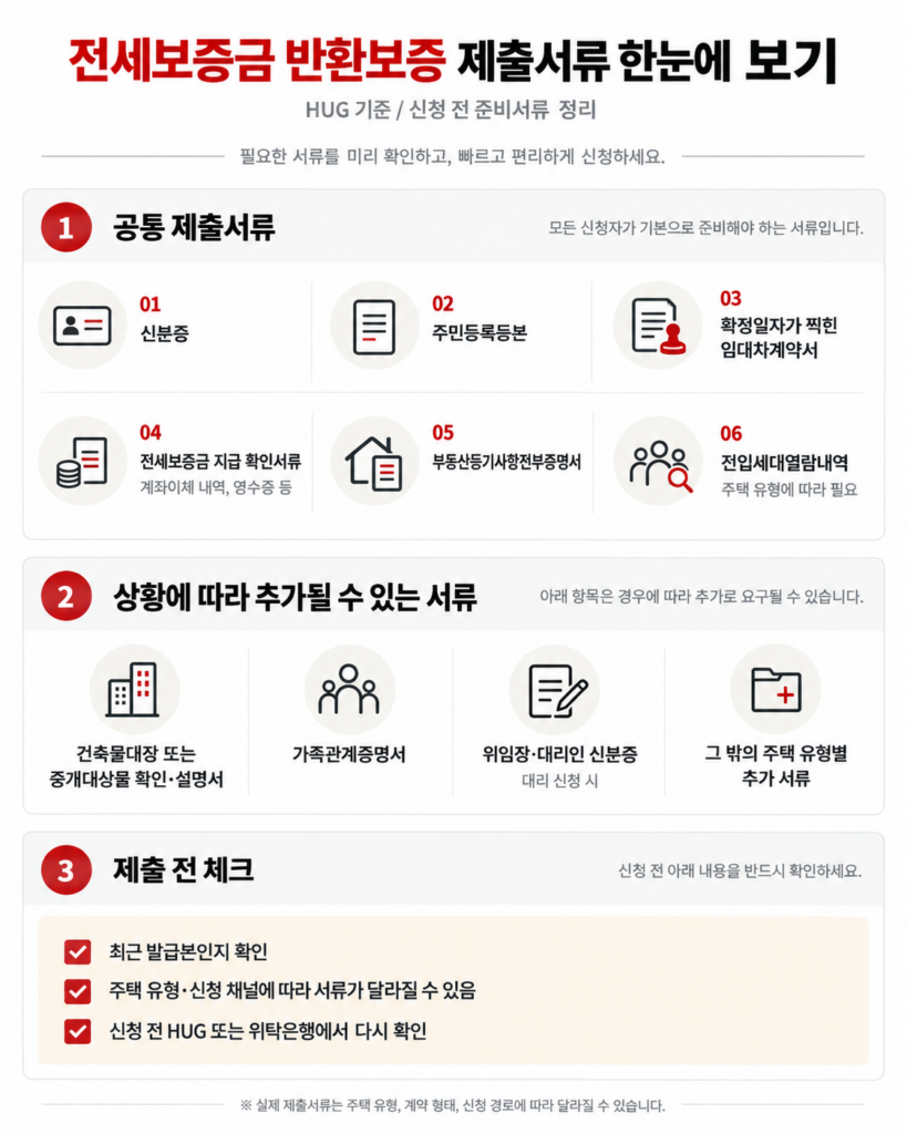HUG 전세보증금반환보증 신청 필요서류 안내