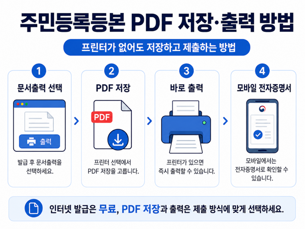 주민등록등본 인터넷 발급 PDF 저장 출력 모바일 전자증명서